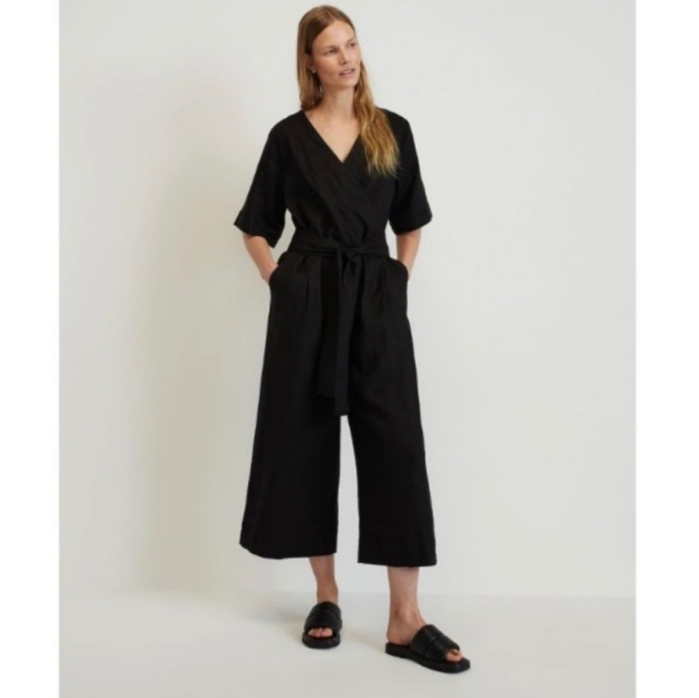 EVERLANE The Linen Cross-Front Jumpsuit Size 16